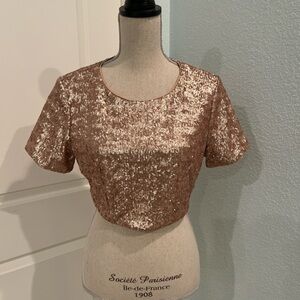 Hype Rose Gold Sequin Crop Top